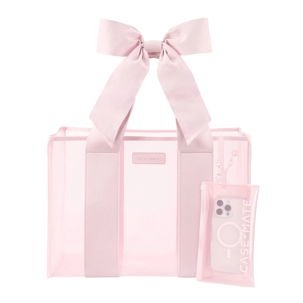 Case-Mate Special Edition Soft Pink Bow Beach Tote with Phone Pouch